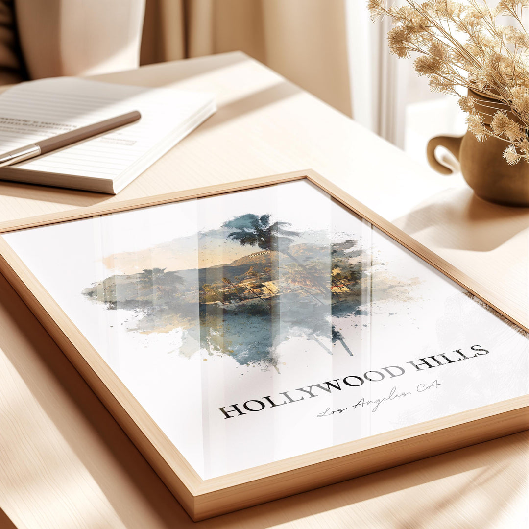 Hollywood Hills, California – Watercolor Art Print