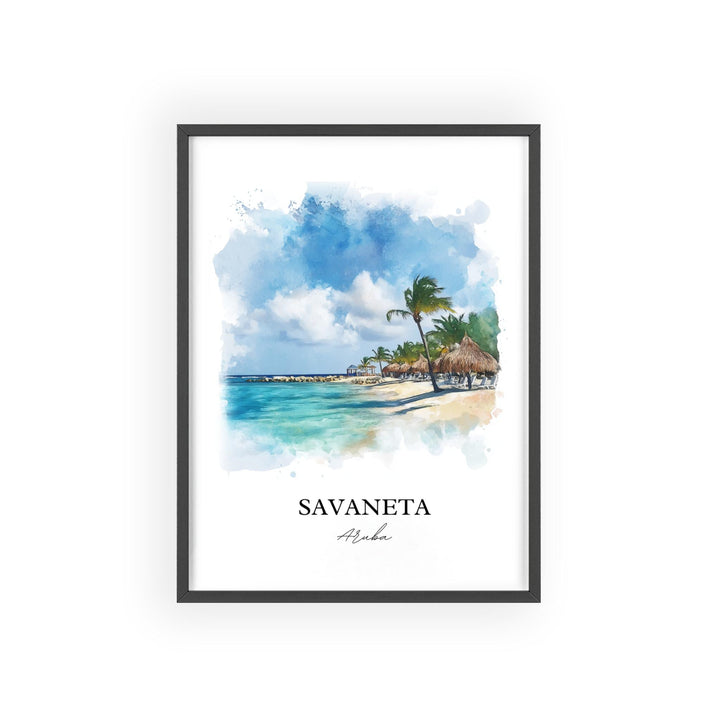 Savaneta Wall Art, Savaneta Aruba Print, Aruba Watercolor Art, Savaneta Aruba Gift, Travel Print, Travel Poster, Housewarming Gift