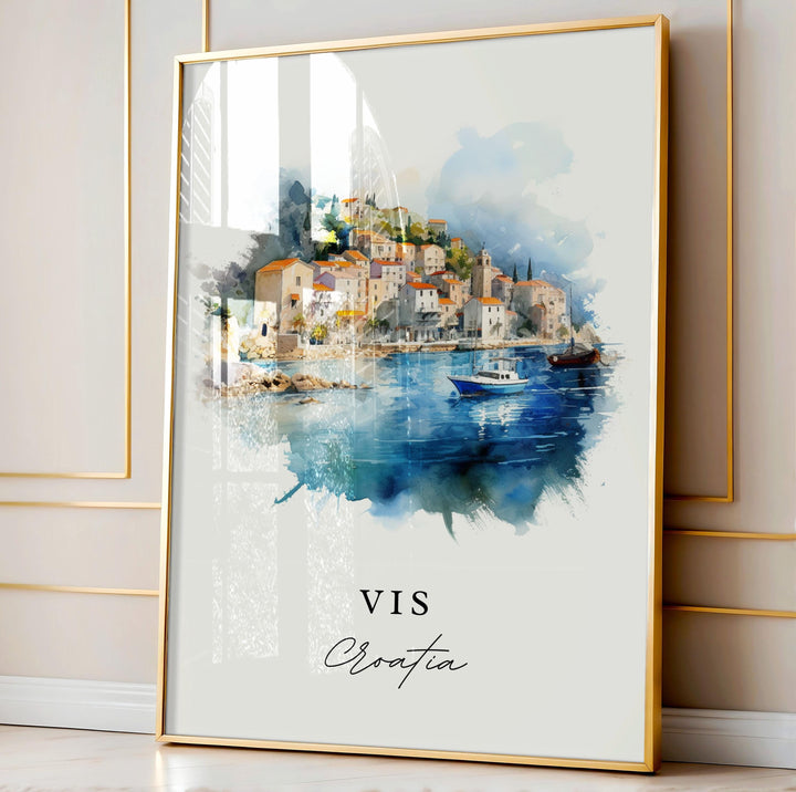 Vis Croatia Wall Art, Vis Print, Vis Watercolor Art, Vis Croatia Gift, Croatia