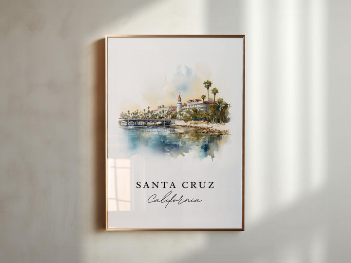 Santa Cruz CA wall art - California, Santa Cruz poster, Santa Cruz Wedding gift, Birthday present, Custom Text, Personalised Gift