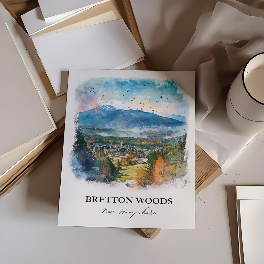 Bretton Woods NH Wall Art, Carroll NH Print, New Hampshire Watercolor, Bretton Woods NH Gift, Travel Print, Travel Poster, Housewarming Gift