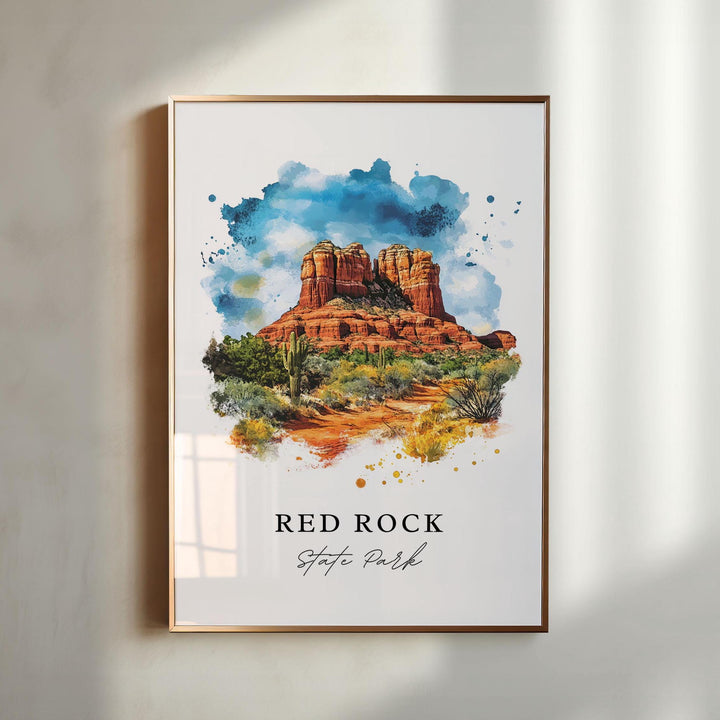 Red Rock State Park Wall Art, Red Rock Print, Sedona Watercolor Art, Yavapai County AZ Gift,