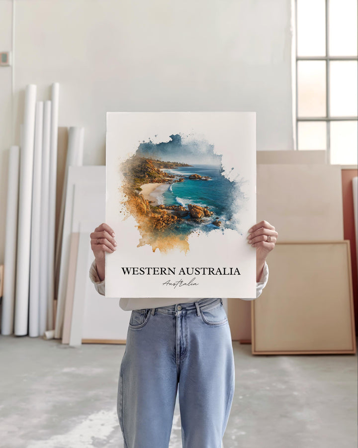 Western Australia Art, Australia Print, Australia Watercolor Art, Western Australia Gift, Travel Print, Travel Poster, Housewarming Gift