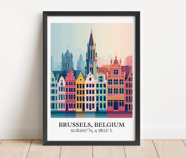 Brussels Art, Brussels Retro Travel Art, Brussels Home Decor, Brussels Belgium Gift, Belgium Travel Art, Travel Prints, Housewarming Gift