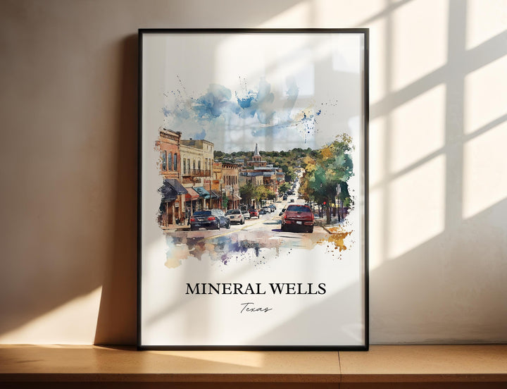 Mineral Wells TX Wall Art, Palo Pinto County Print, Texas Watercolor Art, Mineral Wells Gift, Travel Print, Travel Poster, Housewarming Gift