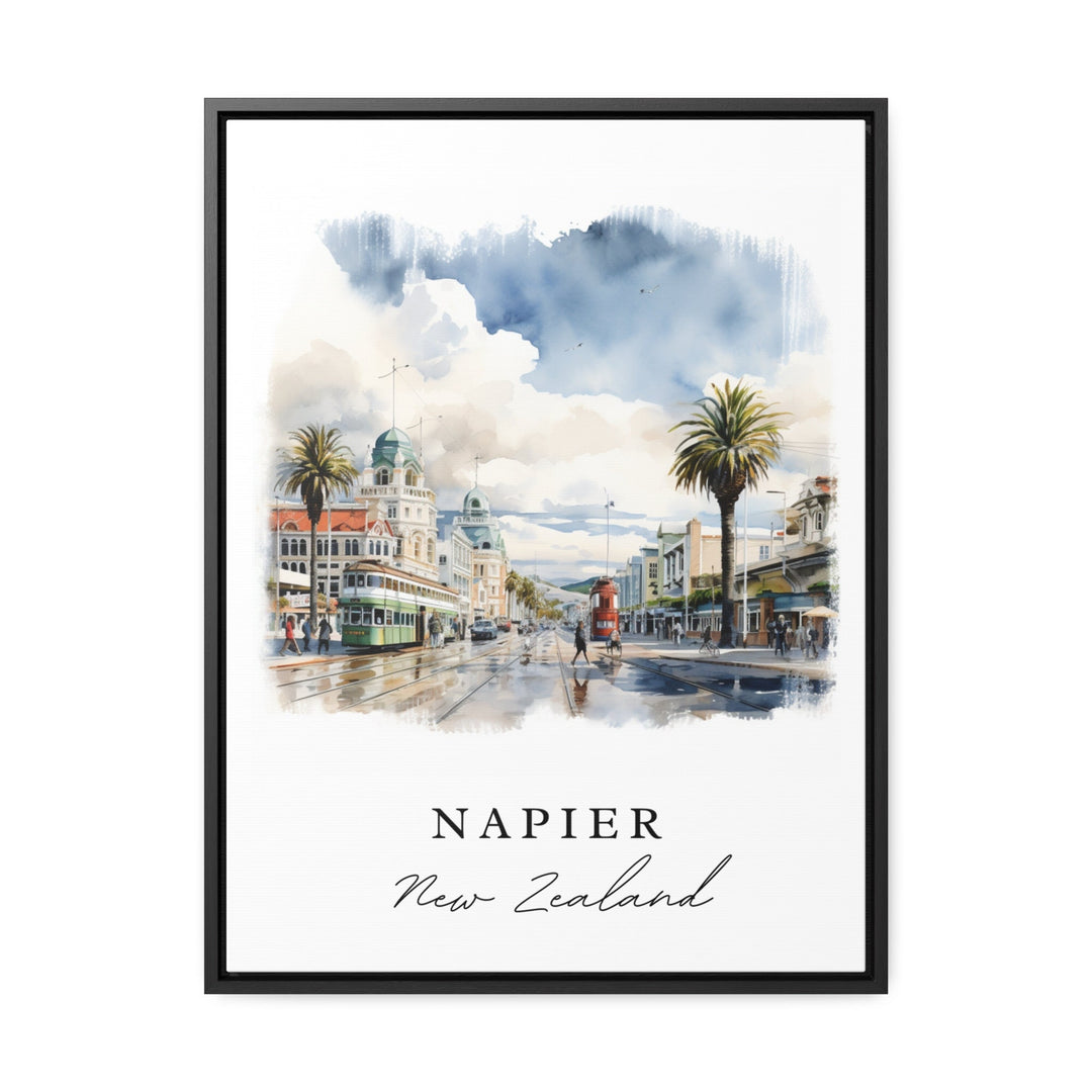 Napier traditional travel art - New Zealand, Napier poster, Wedding gift, Birthday present, Custom Text, Personalized Gift