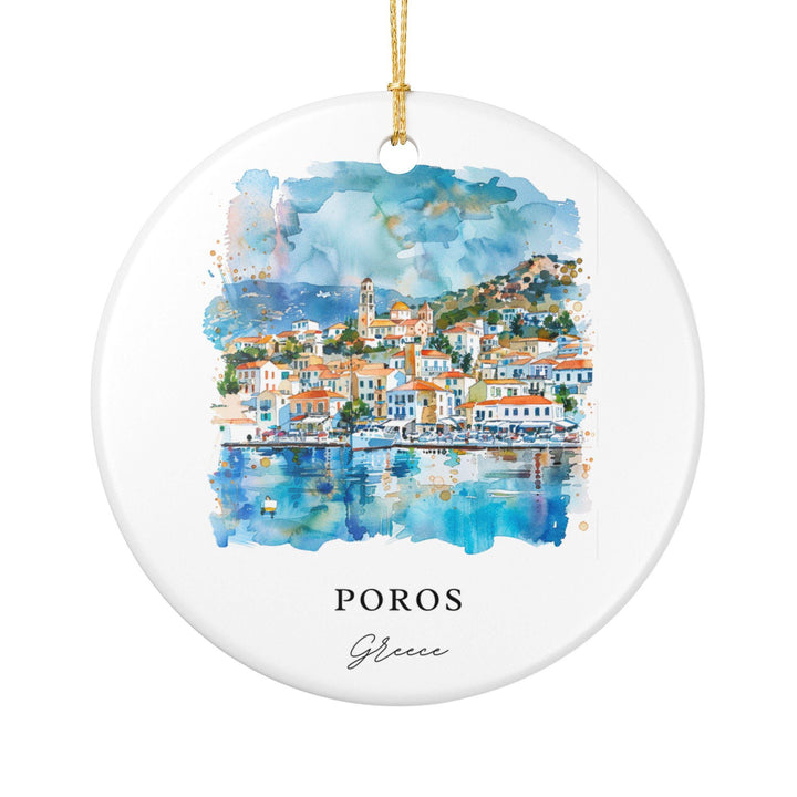 Poros, Greece Ornament: Unique Poros Greece Souvenir, Poros Greece Xmas Decor, and Authentic Poros Greece Gift