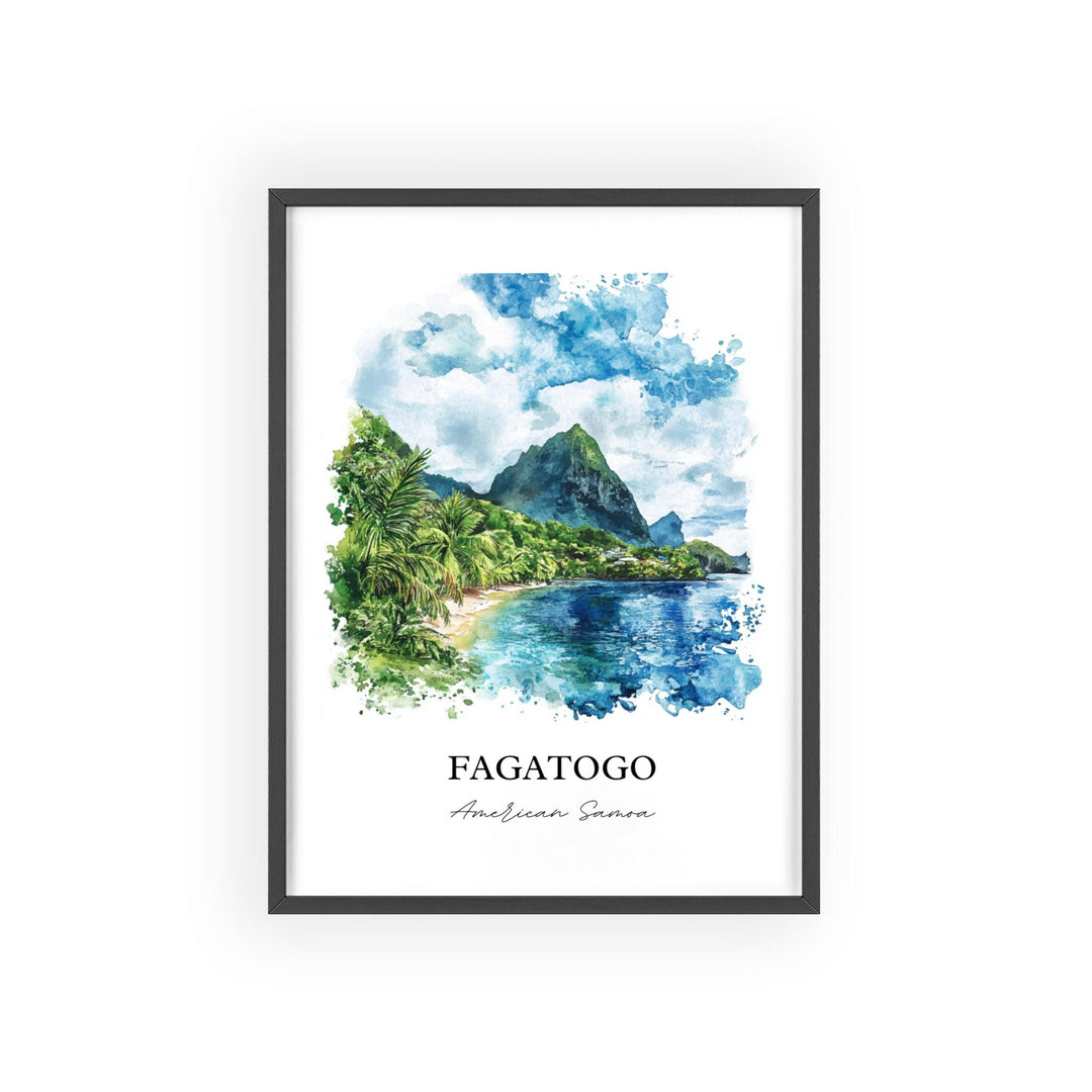 Fagatogo Wall Art, Pago Pago Print, American Samoa Watercolor Art, Fagatogo Gift, Travel Print, Travel Poster, Housewarming Gift