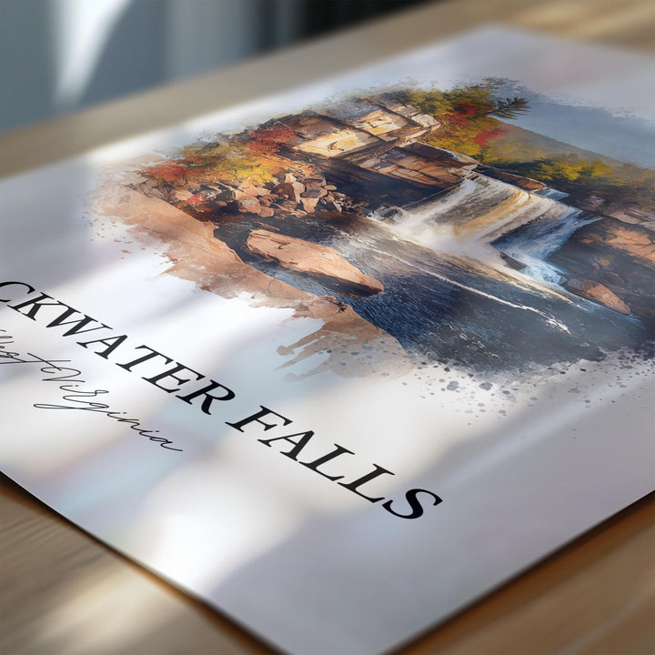 Blackwater Falls Art, Blackwater Falls WV Print, West Virginia Artwork, Thomas WV Gift, Travel Print, Travel Poster, Housewarming Gift