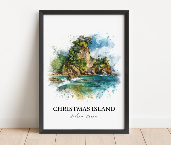Christmas Island Wall Art, Java Print, Java Indonesia Watercolor Art, Christmas Island Gift, Travel Print, Travel Poster, Housewarming Gift