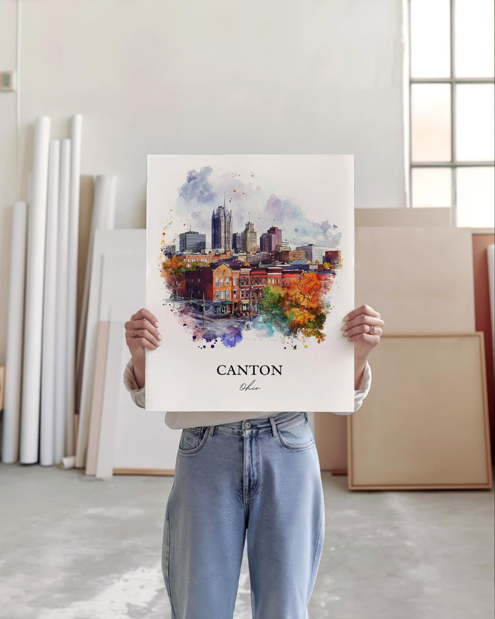 Canton Ohio Wall Art, Canton OH Print, Ohio Watercolor Art, Canton Ohio Gift, Travel Print, Travel Poster, Housewarming Gift