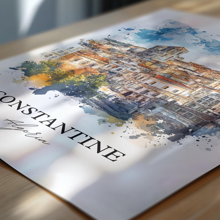 Constantine Algeria Wall Art, Kasantina Print, Algeria Watercolor, Constantine Algeria Gift, Travel Print, Travel Poster, Housewarming Gift