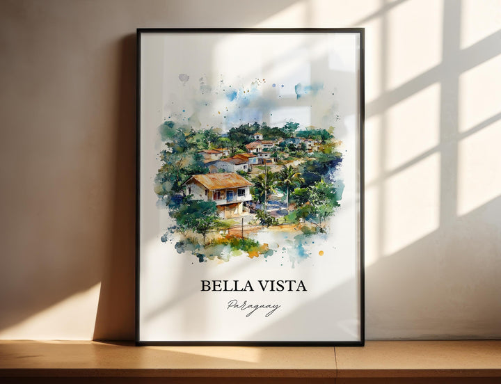 Bella Vista Paraguay Wall Art, Bella Vista Print, Paraguay Watercolor Art, Paraguay Gift, Travel Print, Travel Poster, Housewarming Gift