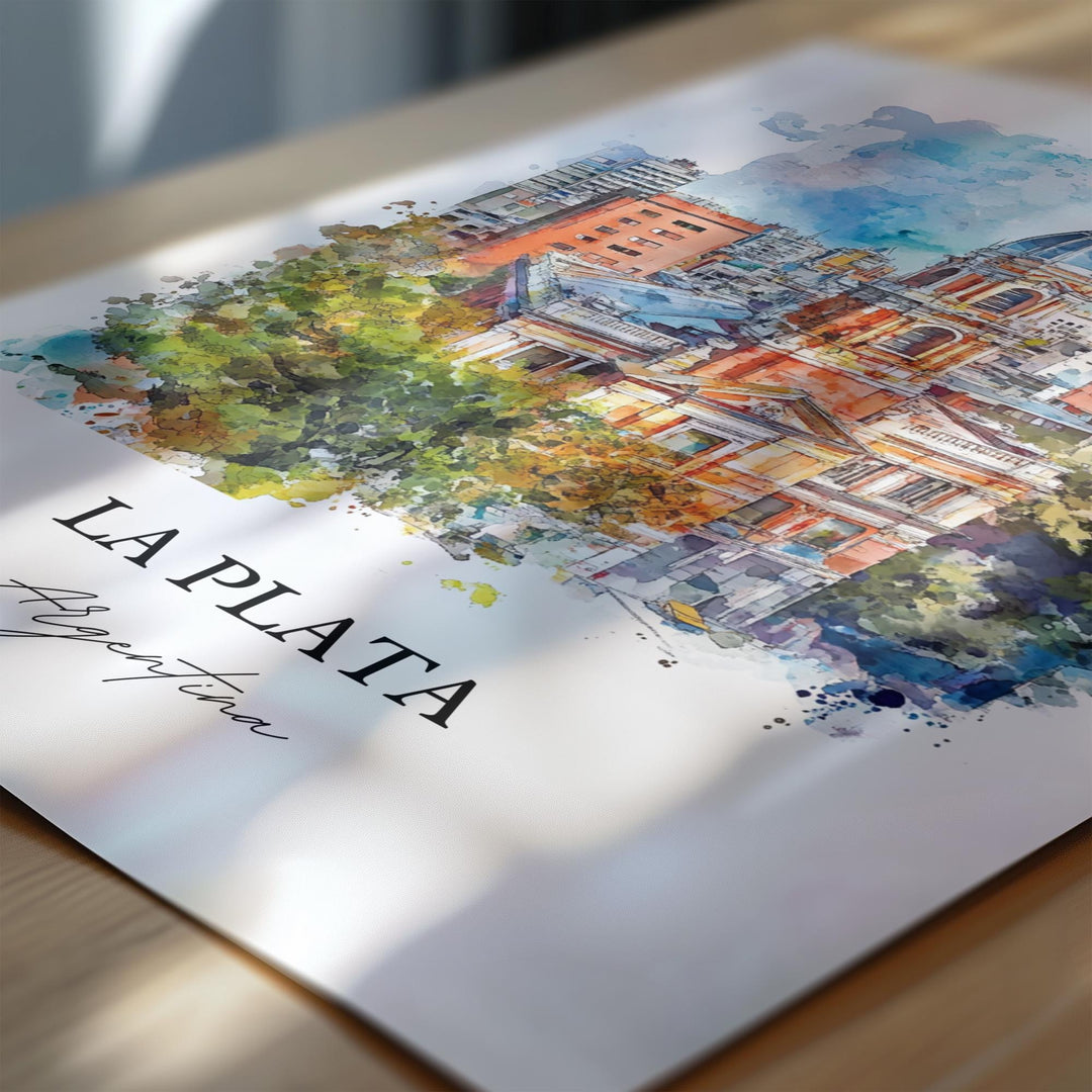 La Plata Argentina Wall Art, Buenos Aires Print, Argentina Watercolor Art, La Plata Gift, Travel Print, Travel Poster, Housewarming Gift