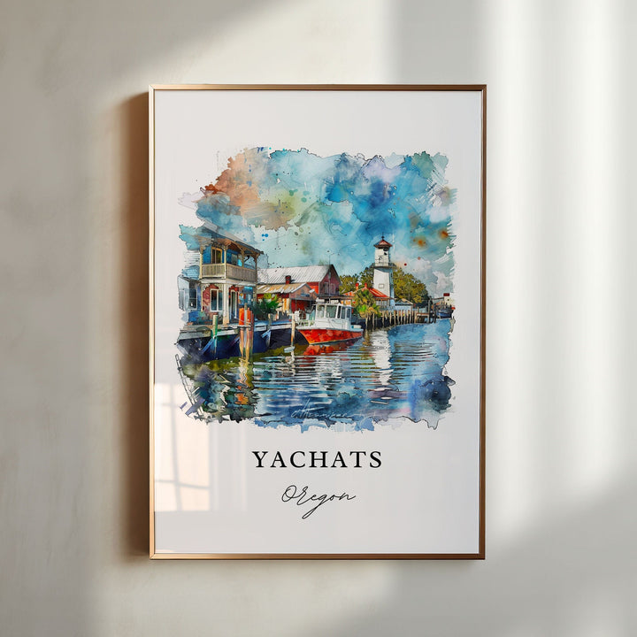 Yachats Oregon Wall Art, Lincoln County OR Print, Yachats Watercolor, Oregon Coast Gift,