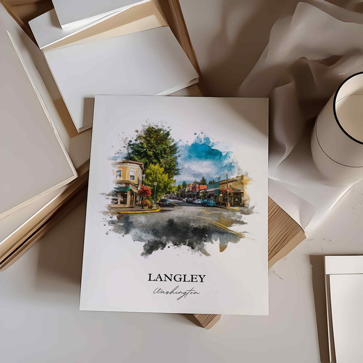 Langley, WA – Watercolor Art Print