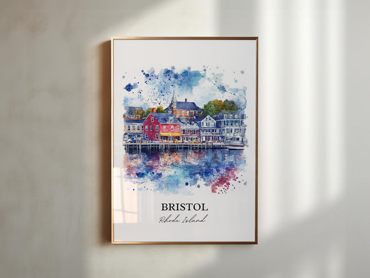 Bristol RI Wall Art, Bristol RI Print, Rhode Island Watercolor Art, Bristol RI Gift, Travel Print, Travel Poster, Housewarming Gift