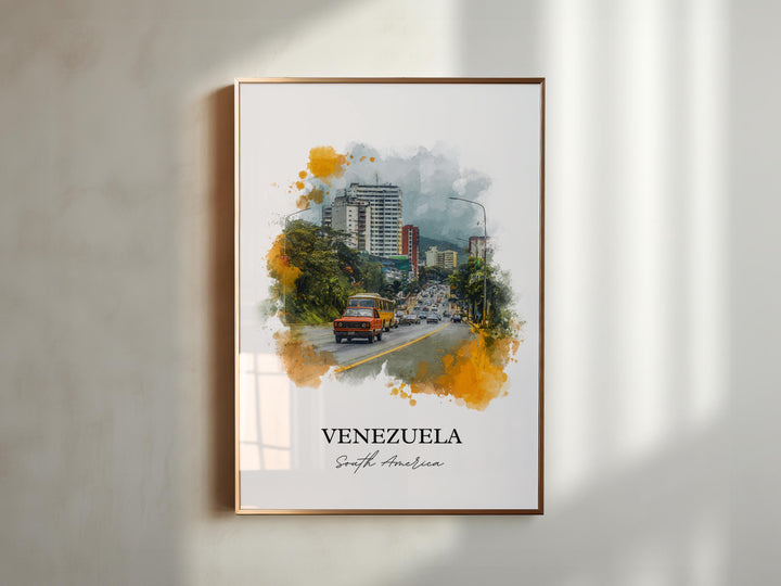 Venezuela Wall Art, Venezuela Print, Venezuela Watercolor Art, Venezuela Gift, Travel Print, Travel Poster, Housewarming Gift