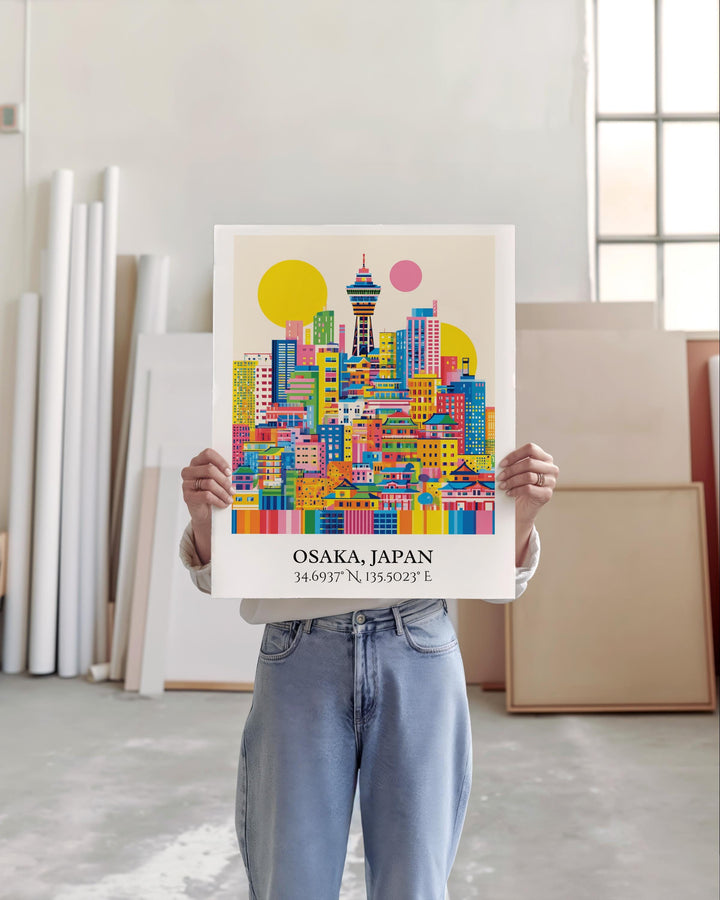Osaka Japan Art, Osaka Retro Travel Art, Osaka Home Decor, Osaka Japan Gift, Japan Travel Art, Travel Prints, Housewarming Gift