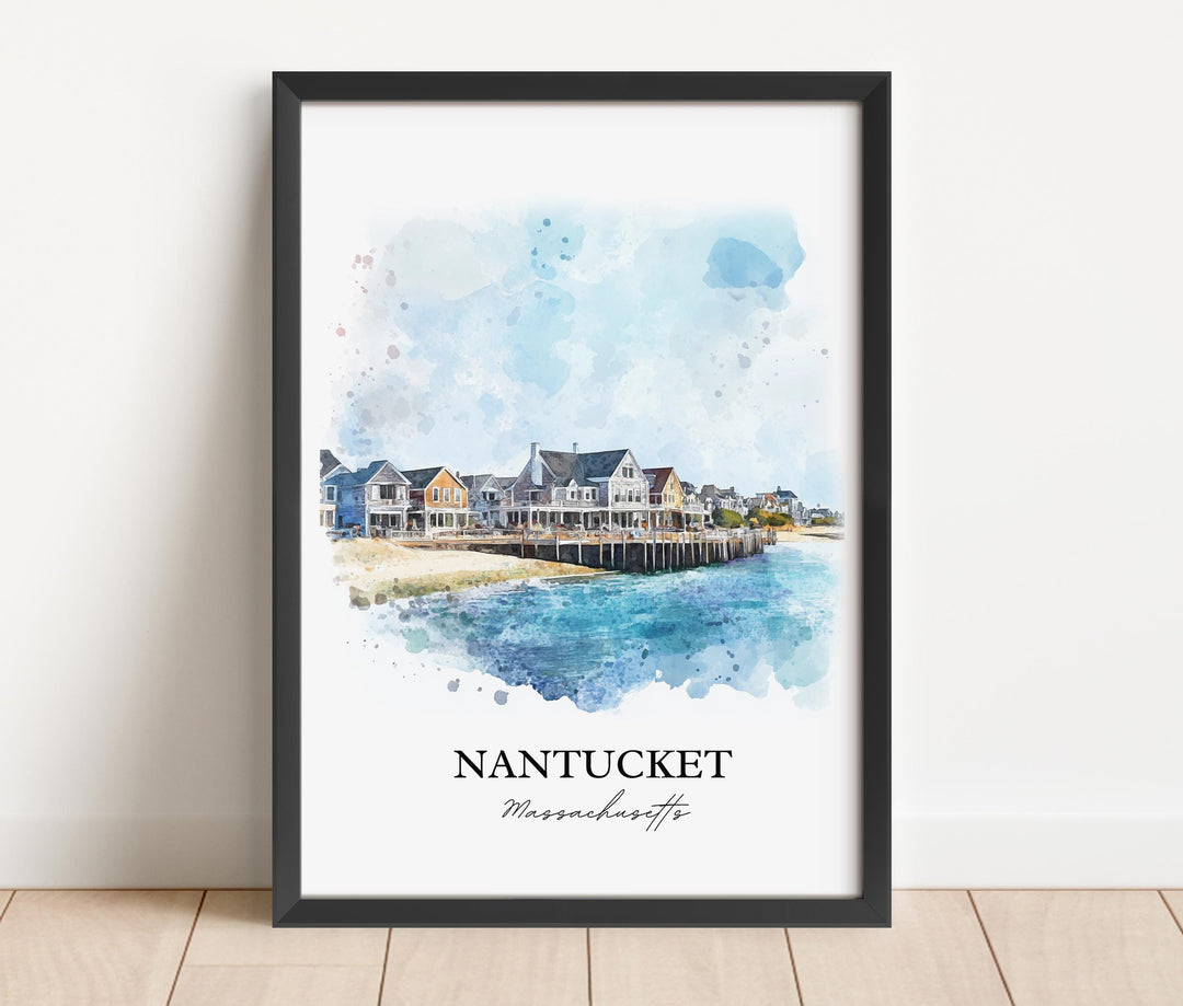 Nantucket Wall Art, Nantucket Print, Nantucket Watercolor Art, Nantucket MA Gift, Travel Print, Travel Poster, Housewarming Gift