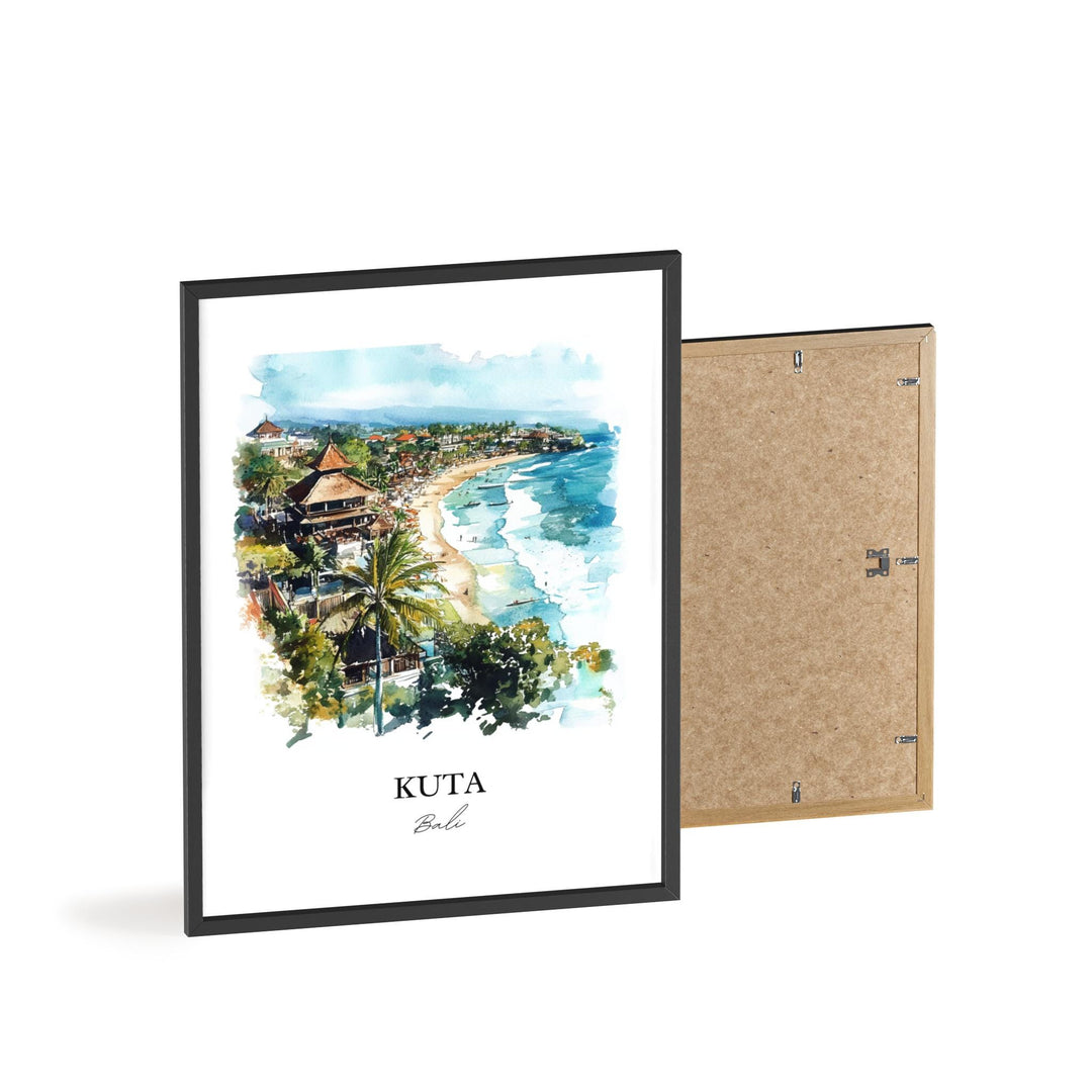 Kuta Bali Wall Art, Bali Print, Bali Watercolor Art, Kuta Bali Gift, Travel Print, Travel Poster, Housewarming Gift