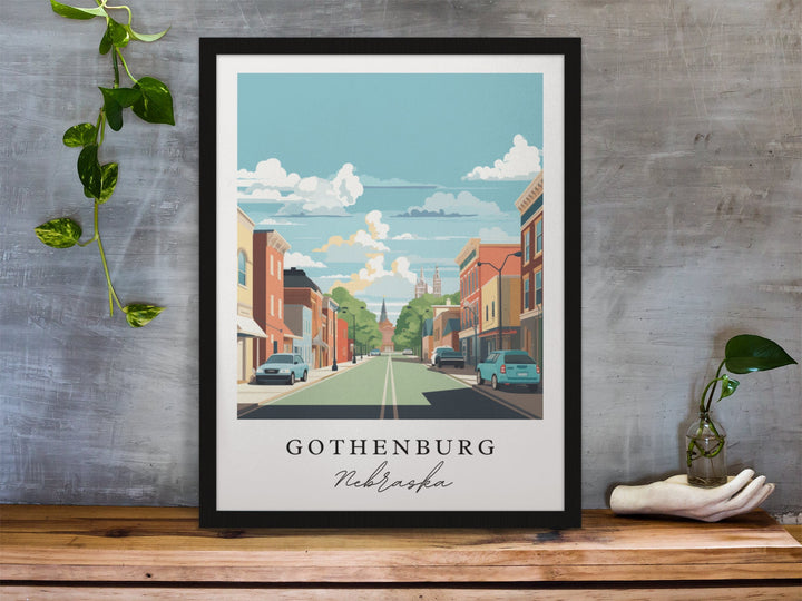 Gothenburg NE wall art - Nebraska, Gothenburg poster, Gothenburg Wedding gift, Birthday present, Custom Text, Personalised Gift