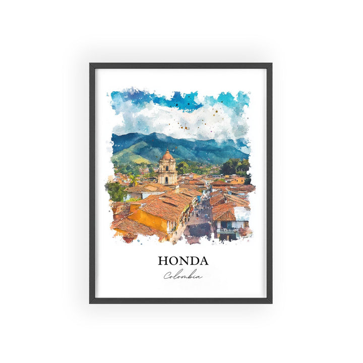 Honda Colombia Wall Art, Tolima Print, Colombia Watercolor Art, Honda Colombia Gift, Travel Print, Travel Poster, Housewarming Gift