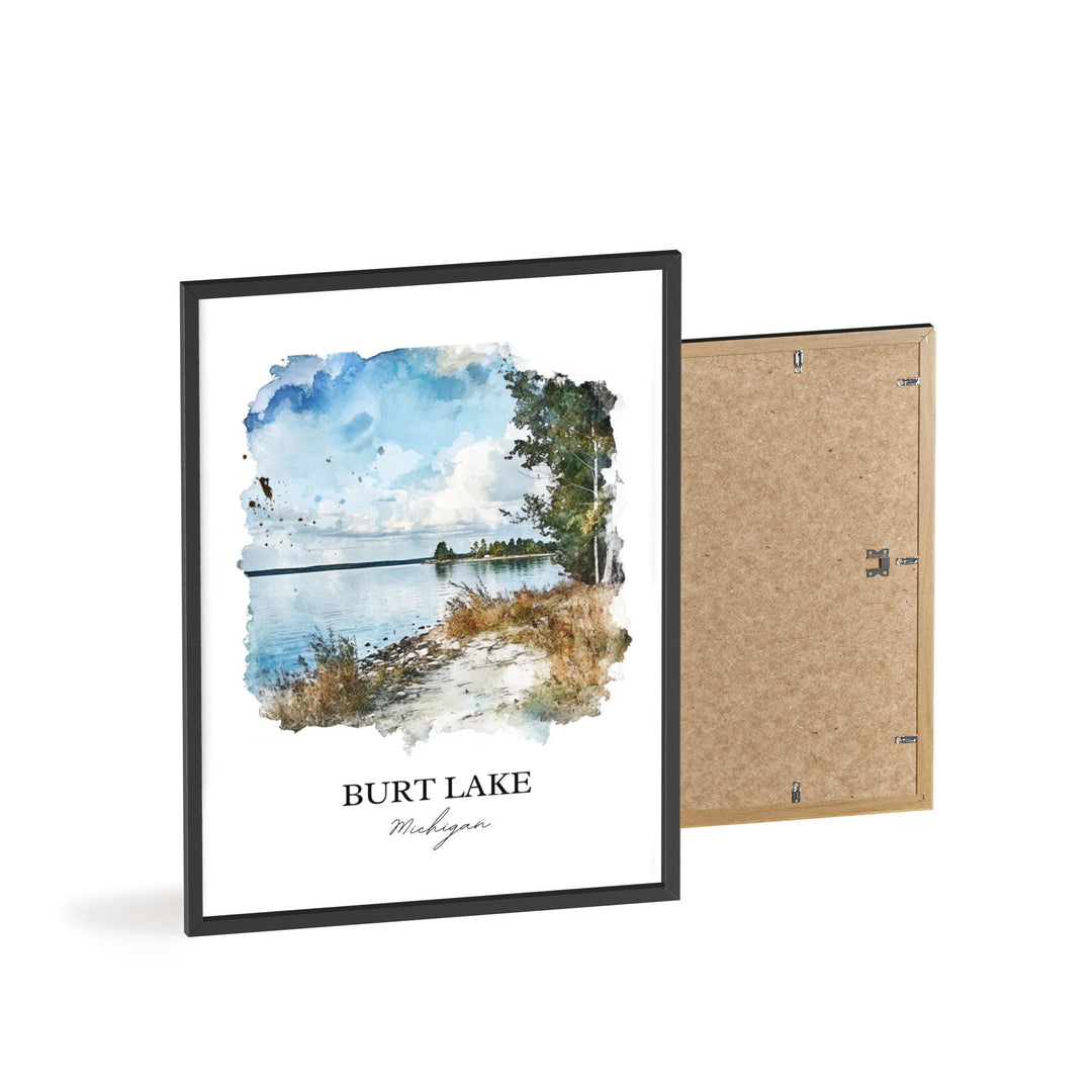 Burt Lake Michigan Art, Cheboygan County Print, Michigan Watercolor, Burt Lake Michigan Gift, Travel Print, Travel Poster, Housewarming Gift