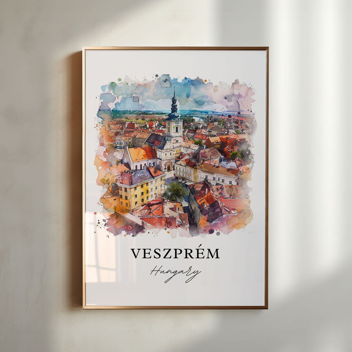 Veszprem Wall Art, Veszprem Hungary Print, Veszprem Watercolor, Veszprem Gift,