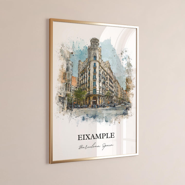 Eixample Barcelona Wall Art, Eixample Print, Plaça de Catalunya Watercolor Art, Barcelona Gift, Spain Print, Spain Poster, Housewarming Gift