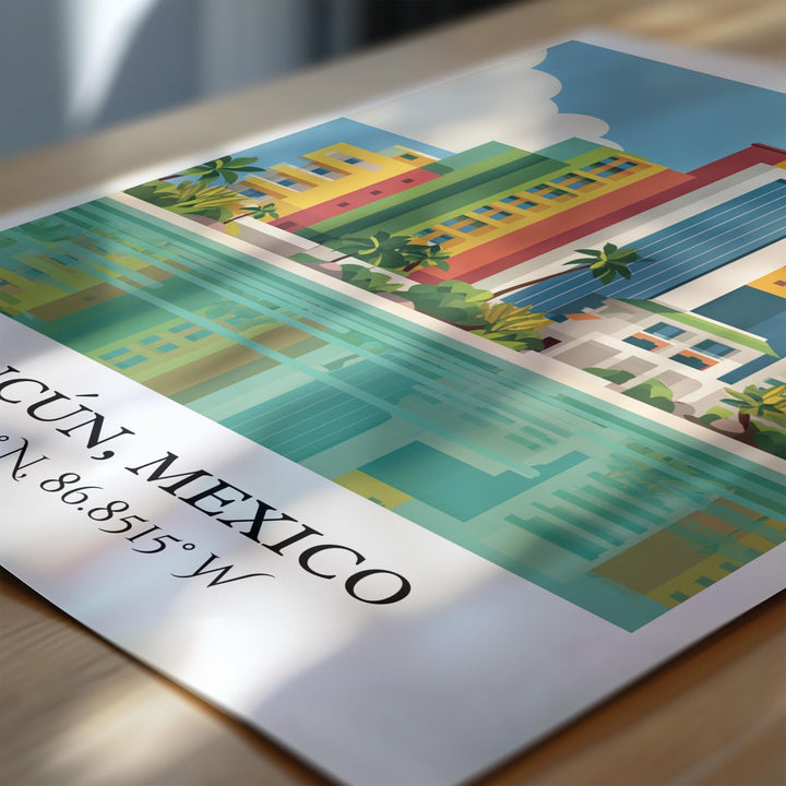 Cancun Mexico Art, Cancun Retro Travel Art, Cancun Home Decor, Cancun Gift, Mexico Travel Art, Travel Prints, Housewarming Gift