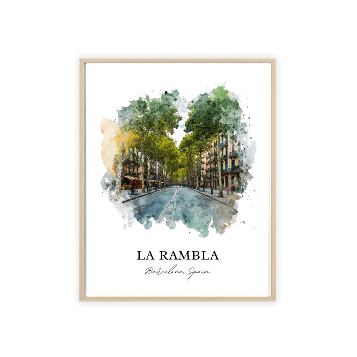 La Rambla, Spain – Watercolor Art Print