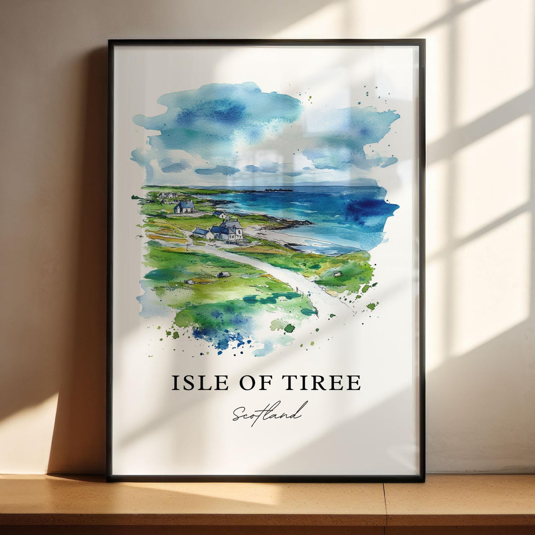 Isle of Tiree Art, Scotland Islands Print, Isle of Tiree Watercolor Art, Inner Hebrides Gift, Travel Print, Travel Poster, Housewarming Gift