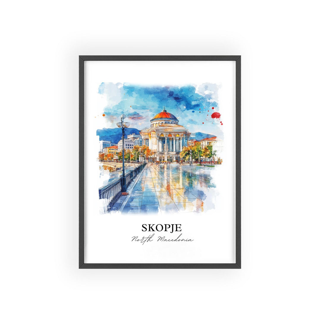 Skopje, North Macedonia – Watercolor Art Print