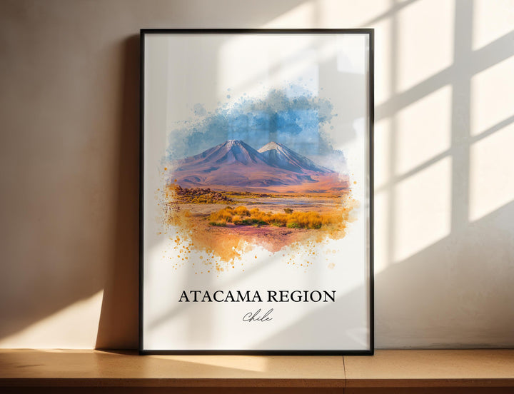 Atacama Region Wall Art, Atacama Print, Atacama Watercolor Art, Atacama Chile Gift, Chile Travel Print, Travel Poster, Housewarming Gift