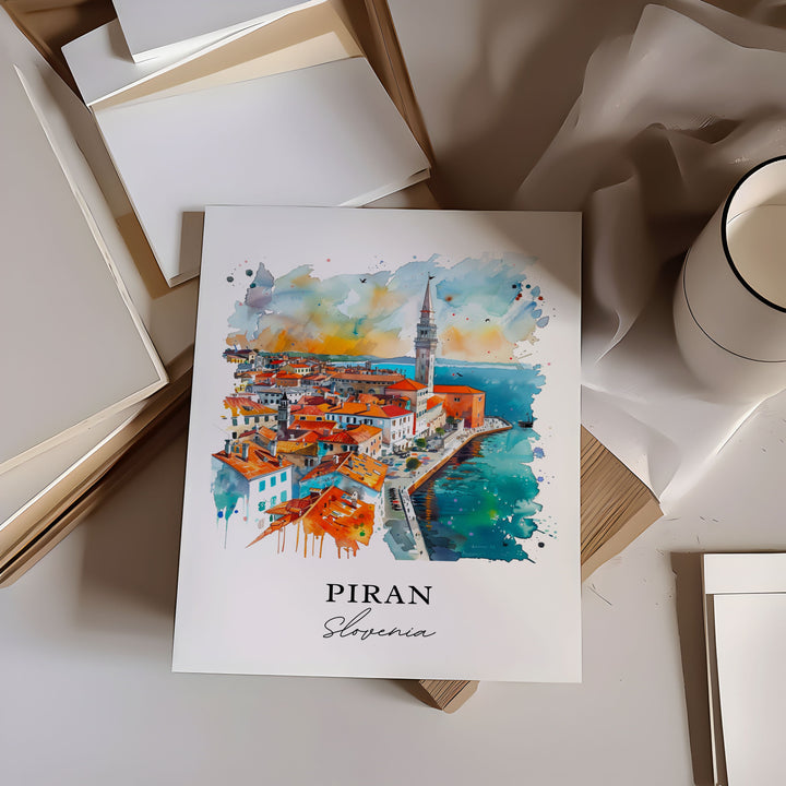 Piran Slovenia Wall Art, Piran Print, Piran Watercolor, Piran Slovenia Gift, Slovenia