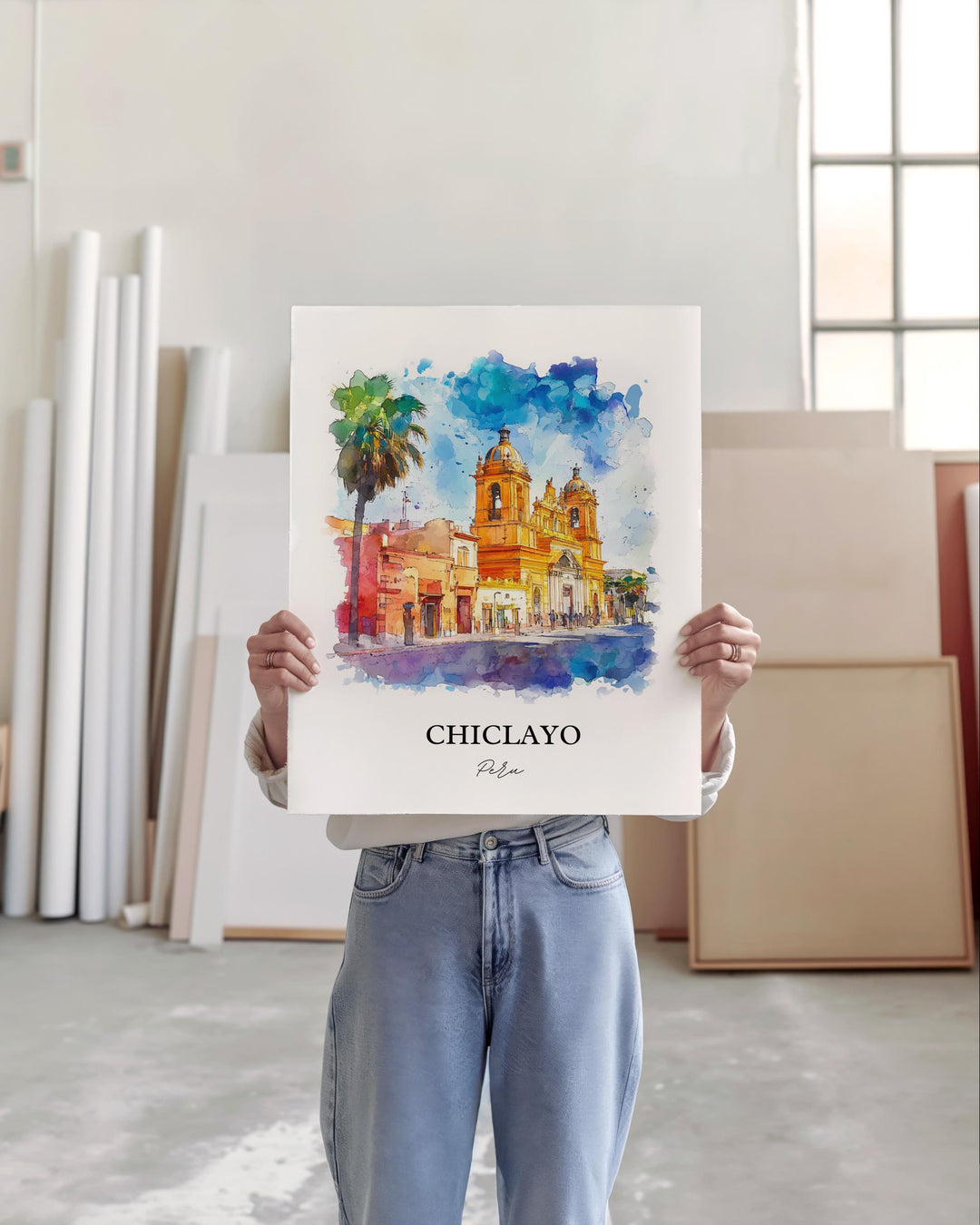 Chiclayo Wall Art, Chiclayo Peru Print, Peru Watercolor Art, Chiclayo Gift, Travel Print, Travel Poster, Housewarming Gift