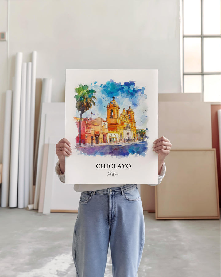 Chiclayo Wall Art, Chiclayo Peru Print, Peru Watercolor Art, Chiclayo Gift, Travel Print, Travel Poster, Housewarming Gift