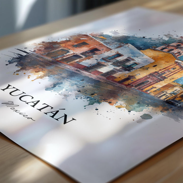 Yucatán Mexico Wall Art, Yucatán Print, Yucatán Watercolor Art, Yucatán MX Gift, Mexico Travel Print, Travel Poster, Housewarming Gift