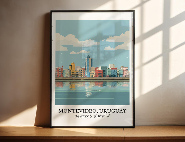 Montevideo Art, Montevideo Retro Travel Art, Montevideo Home Decor, Uruguay Gift, Uruguay Travel Art, Travel Prints, Housewarming Gift