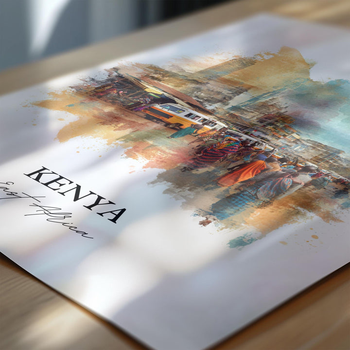 Kenya Wall Art, Kenya Print, Kenya Watercolor Art, East Africa Gift, Travel Print, Travel Poster, Housewarming Gift