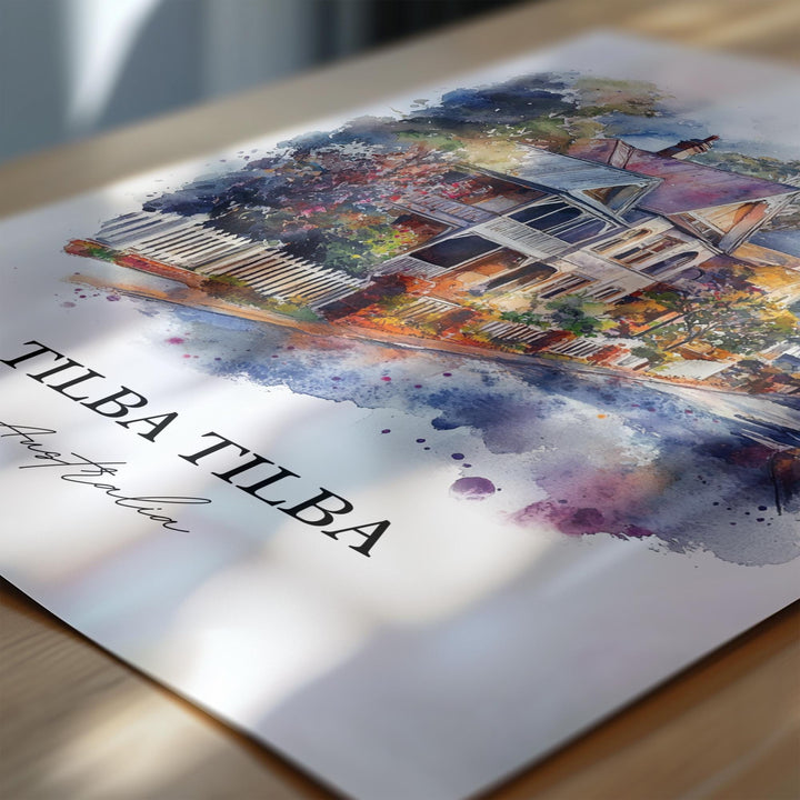 Tilba Australia Wall Art, Tilba Tilba Print, Australia Watercolor Art, New South Wales Gift, Travel Print, Travel Poster, Housewarming Gift