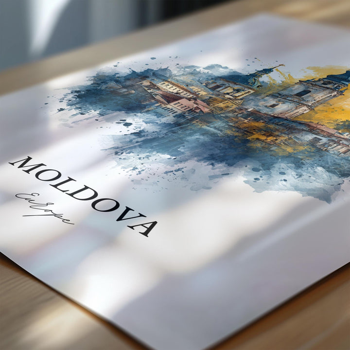 Moldova Wall Art, Moldova Print, Moldova Watercolor Art, Moldova Europe Gift, Travel Print, Travel Poster, Housewarming Gift