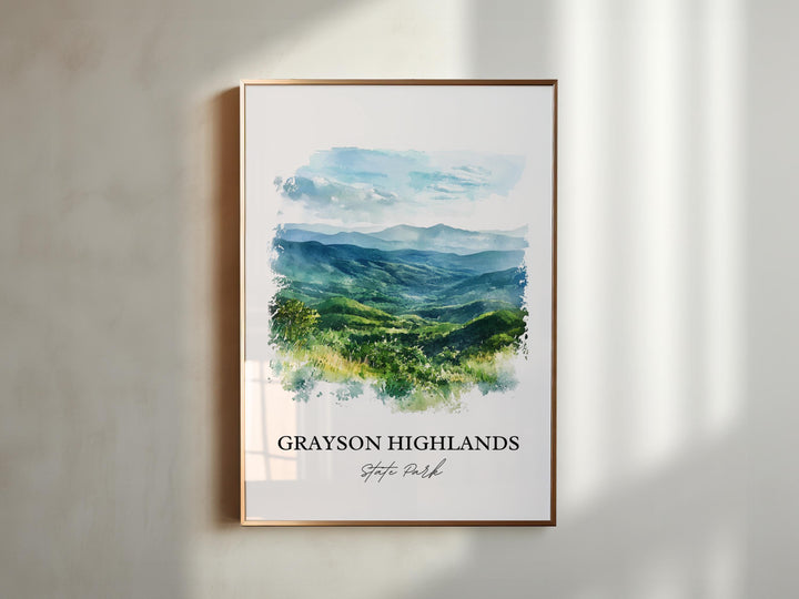 Grayson Highlands Art, Mouth of Wilson Print, Virginia Watercolor, Grayson Highlands VA Gift, Travel Print, Travel Poster, Housewarming Gift