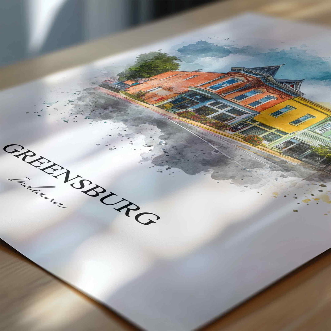 Greensburg, Indiana – Watercolor Art Print