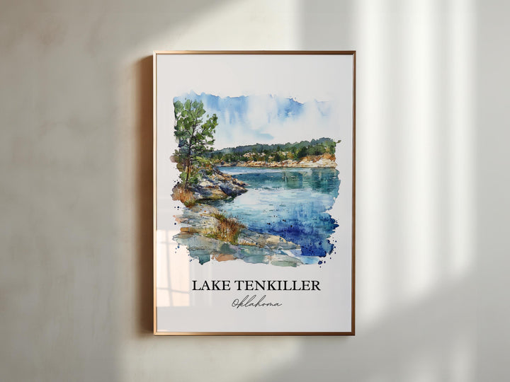 Lake Tenkiller Wall Art, Tenkiller Ferry Lake Print, Oklahoma Artwork, Lake Tenkiller Gift, Travel Print, Travel Poster, Housewarming Gift