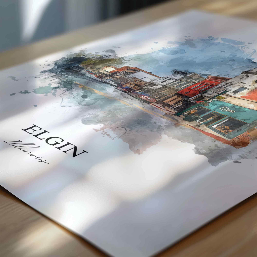 Elgin, Illinois – Watercolor Art Print