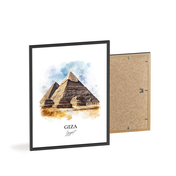 Giza Egypt Wall Art, Pyramids of Giza Print, Egypt Watercolor Art, Giza Egypt Gift, Travel Print, Travel Poster, Housewarming Gift