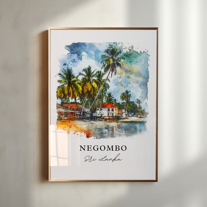 Negombo Wall Art, Negombo Sri Lanka Print, Negombo Watercolor, Sri Lanka Gift, Travel Poster, Housewarming Gift