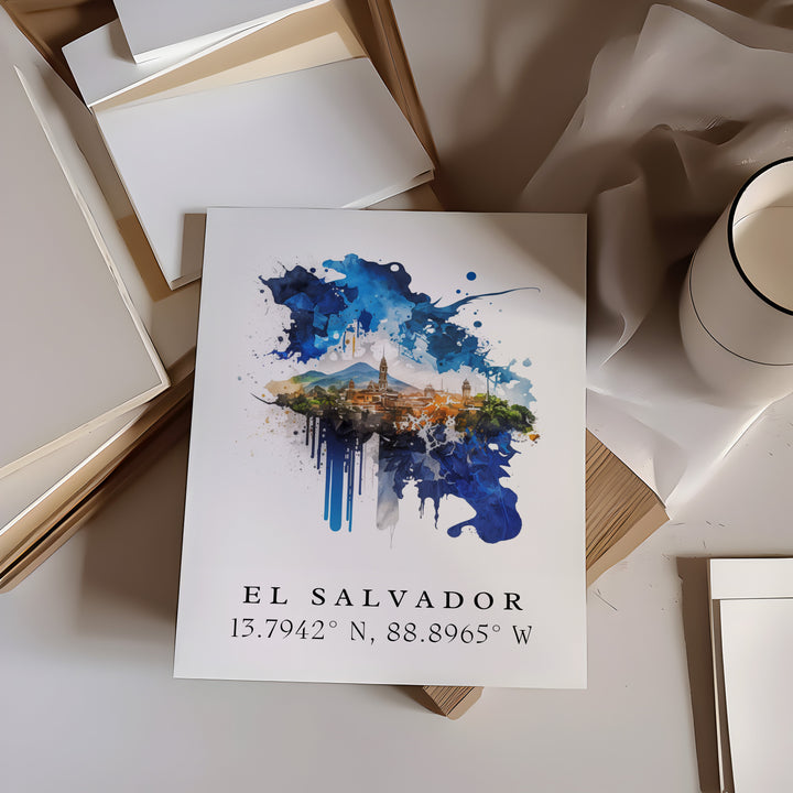 El Salvador, Central America – Watercolor Art Print
